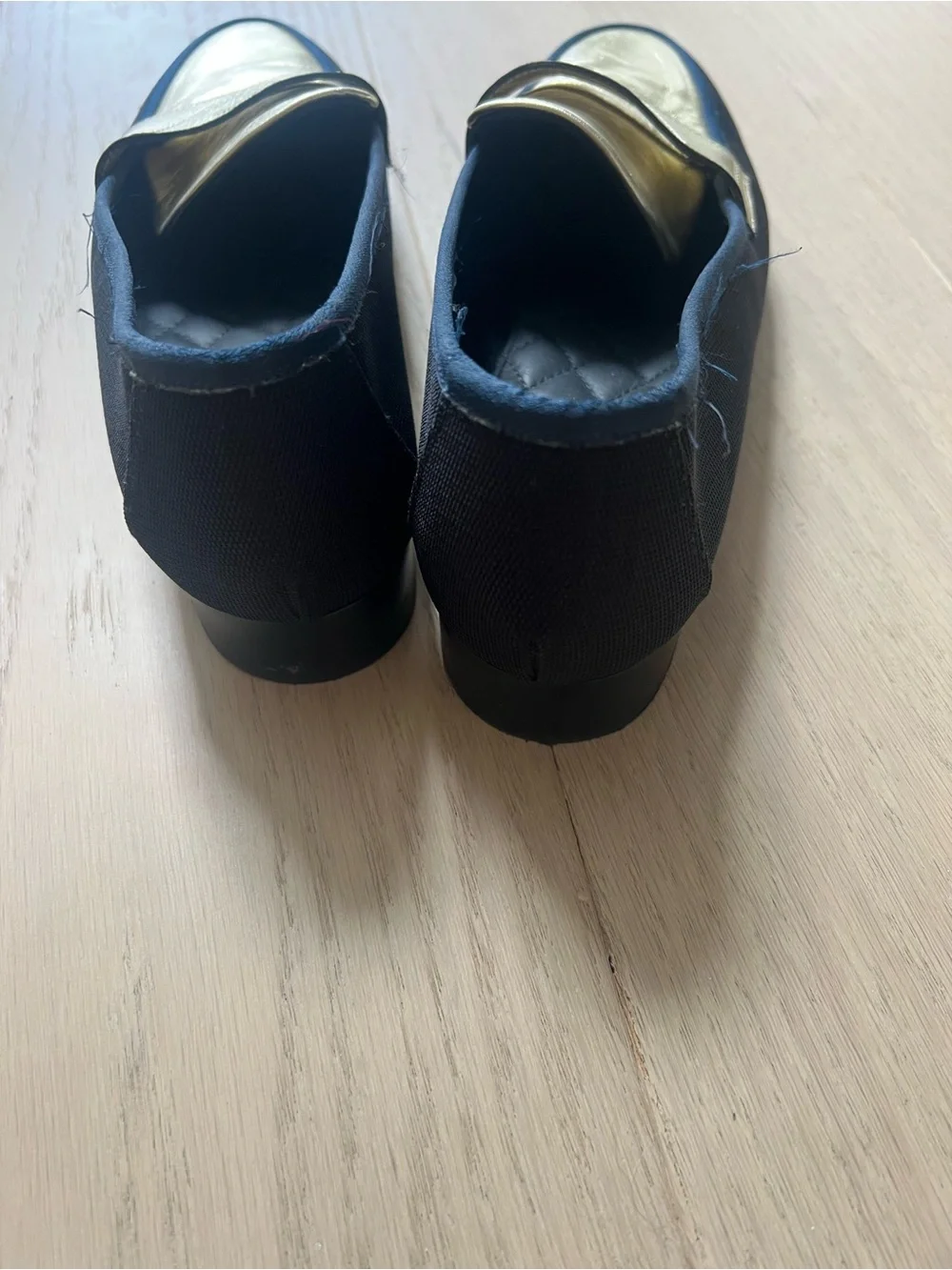 CHANEL Quilted-Trim Leather Penny Loafers
